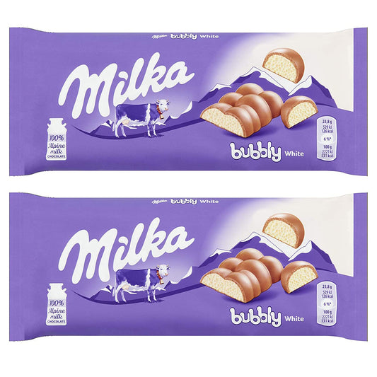 Milka Bubbly White Chocolate, 2 x 95 g - "White Bubbly Bliss!"