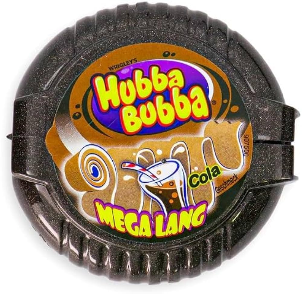 Hubba Bubba Bubble Tape Cola Gum, 56g Each - Box of 12 - A box of twelve cola-flavored bubble tape, 56g each.