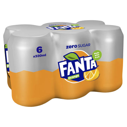 Fanta Orange Zero Sugar Drink Juice 6 X 330 Ml (Imported) (Uk), No Added Sugar - Zero sugar orange zest!