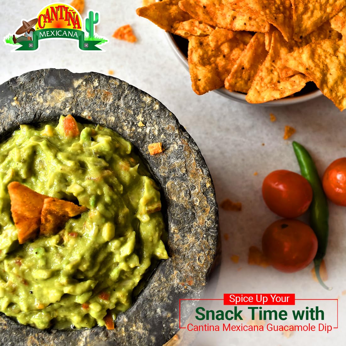 Cantina Mexicana Guacamole Dip | Avocado | Mexican Cuisine | Seasoning & Spread | Contains Avocado Fruit, Green & Red Paprika, Onion, Tomato & Cheese Powder | Used for Tacos, Burritos & Nachos | Slightly Spicy | Vegetarian (190g) - Guacamole dip