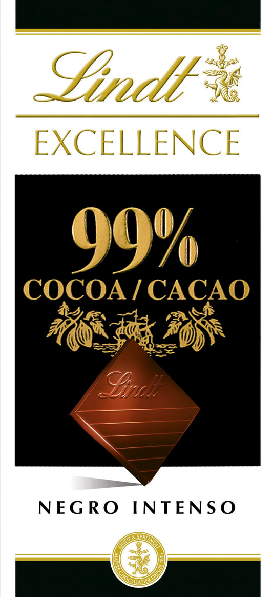 Lindt 99% Cocoa Dark Noir Absolu Chocolate - 50g - "Intense Dark Chocolate!"