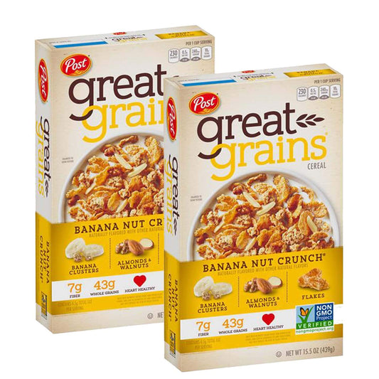 Great Grains Banana Nut Crunch- 2 Pack, 2 x 439g - Deliciously crunchy and nutritious breakfast cereal.