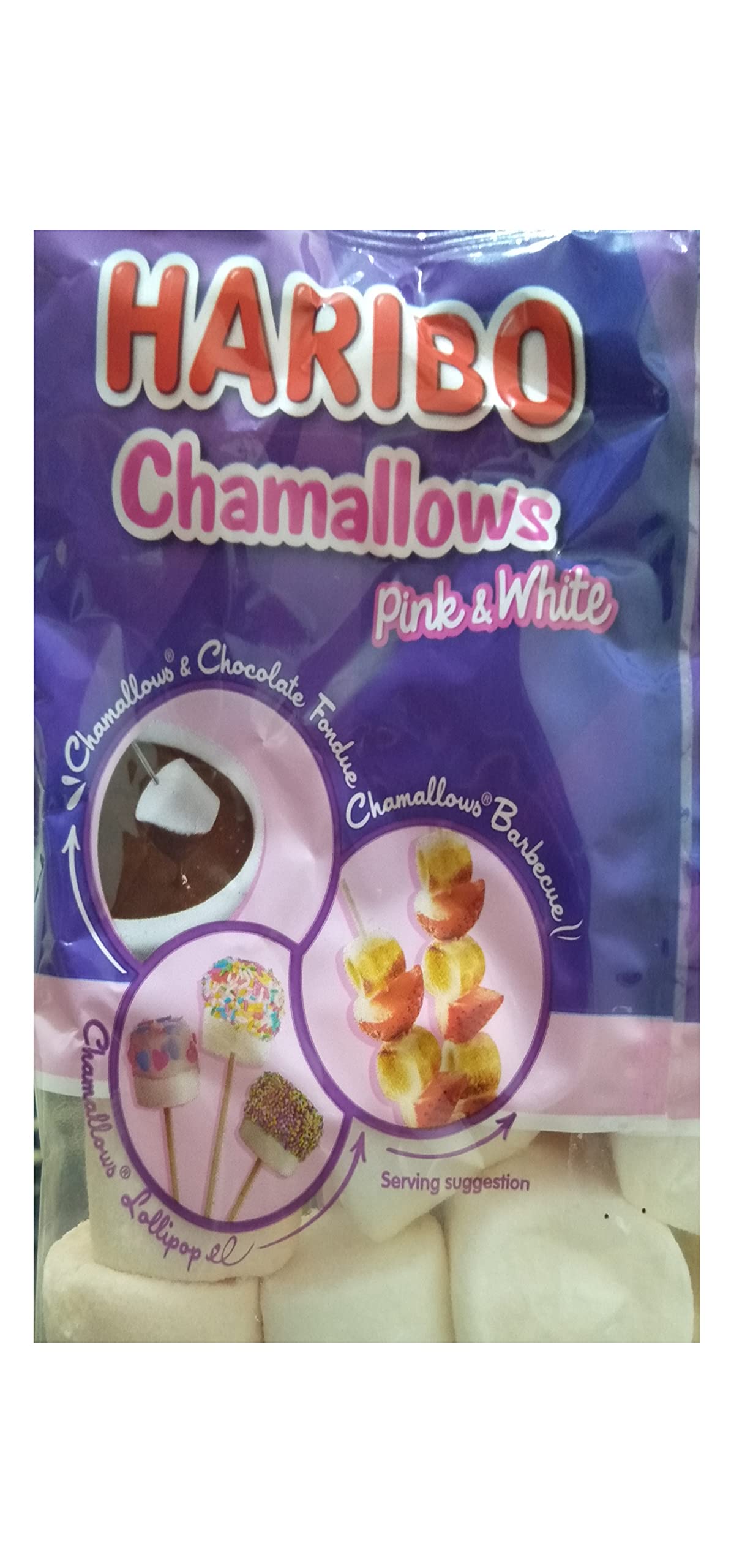 Haribo Chamallows Pink & White Marshmallow, 21 Candy Share Size, 2 x 140 g Pack of 2 - Two packs of delightful pink and white marshmallows.