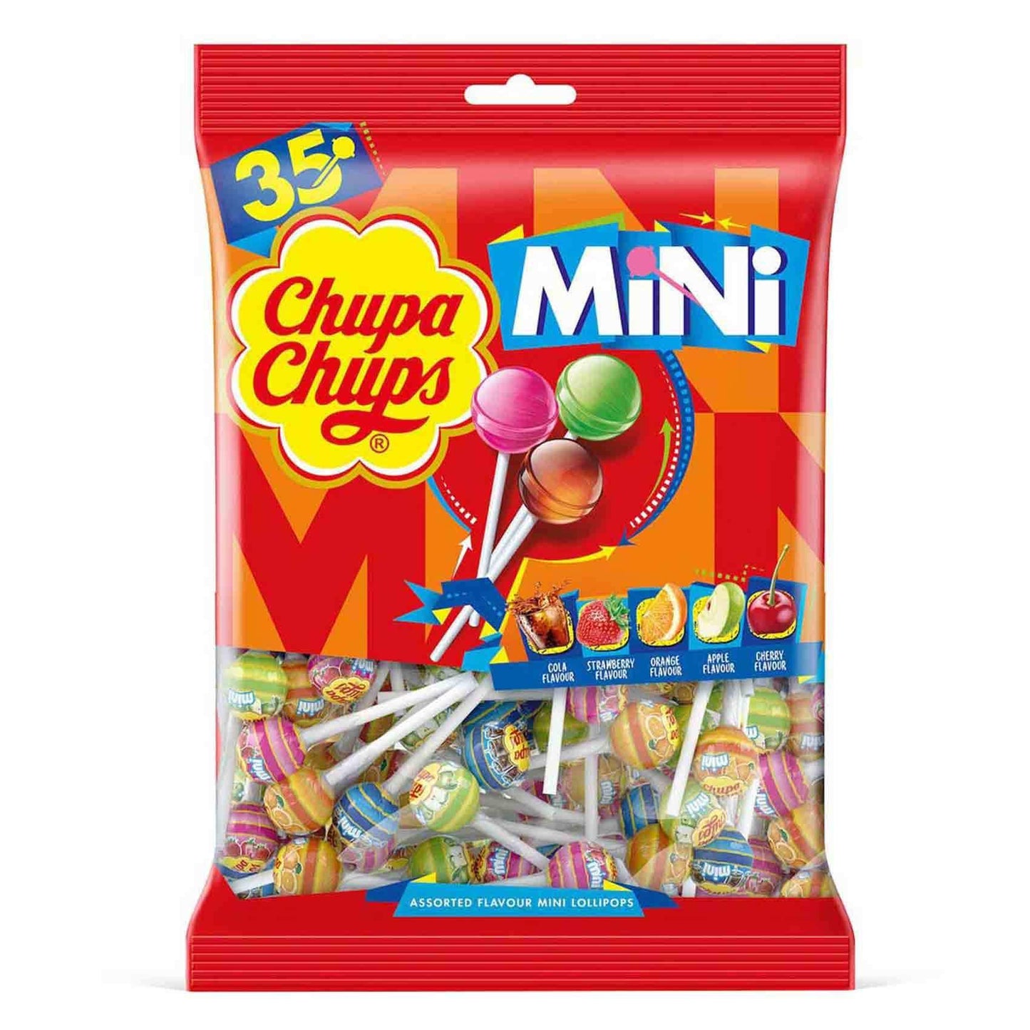 Chupa Chups Mini Assorted Chocolate Flavored Lollipops 35 Pieces 100 Gm - Mini chocolate lollipops