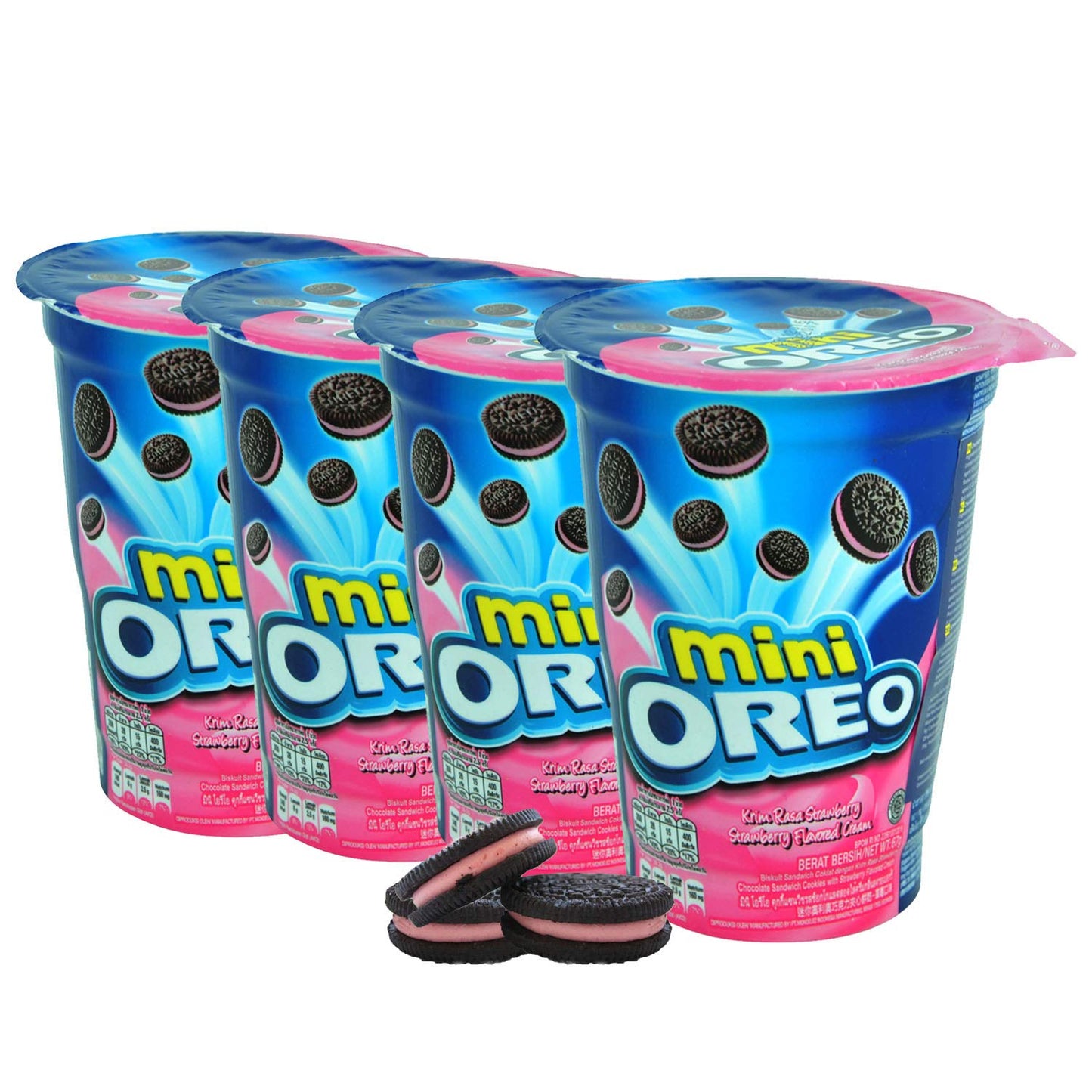 Mini Oreo Strawberry Flavoured Cream Pack of 4 Pouch, 4 x 67 g - "Strawberry Cream Dream!"