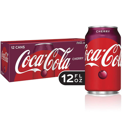 Coca-Cola Cherry Coke, 355ml, Vegetarian - Cherry Coke - Pack of 12