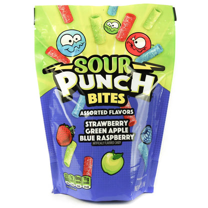 Sour Punch Bites, Assorted Flavors Chewy Candy, 9oz Resealable Bag