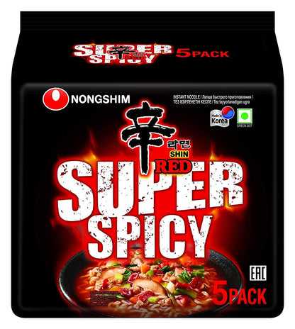 Nongshim Shin Red Super Spicy Instant Noodles, 4.23 oz â„® 120 g, 5 Pack - "Spice lovers' paradise!"