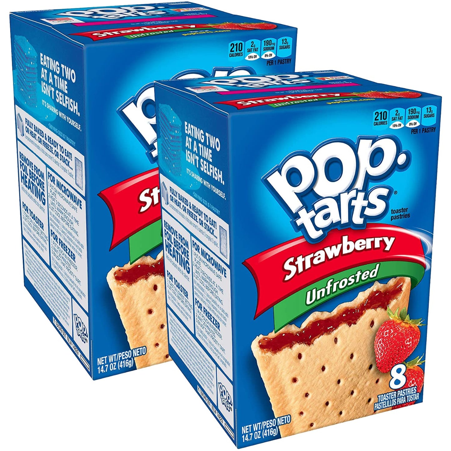 Pop Tarts Unfrosted Strawberry, 2 x 384 g - "Double the unfrosted strawberry delight!"