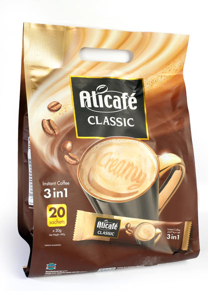 Alicafe Classic Coffee- Instant Coffee 3 in 1 (Coffee Premix) – 400gm (20gm sachets X 20) - Perfect Blend!