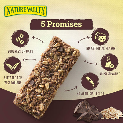 Nature Valley Crunchy Granola Bars|Multigrain Energy Bars|No Artificial Flavours|Contains Whole Grain Oats & Dark Chocolate, 252Gram (12 Bars-Pack Of 6) - "Dark Chocolate Crunch!"