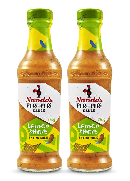 Nando's Peri Peri Chilli Sauce - Lemon And Herb, 250 Gm, Pack Of 2, Product Of The Netherlands - "Lemon & Herb Twin Delight!"