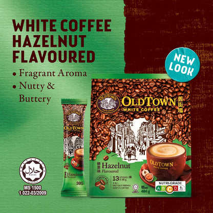 Old Town White Coffee Hazelnut 3 in 1 Instant Premix White Coffee 13 Stick, Packet 570g