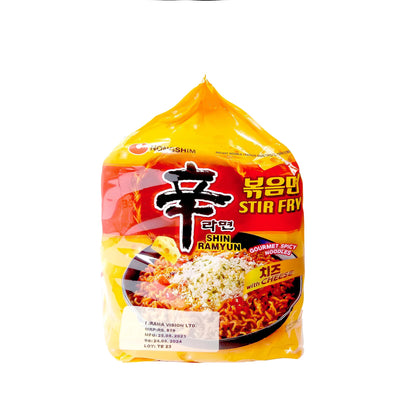 Nongshim Shin Ramyun Stir Fry Gourmet Spicy Noodles with Cheese, 24 oz â„® 680 g, 5 Pack - "Spice up your mealtime!"