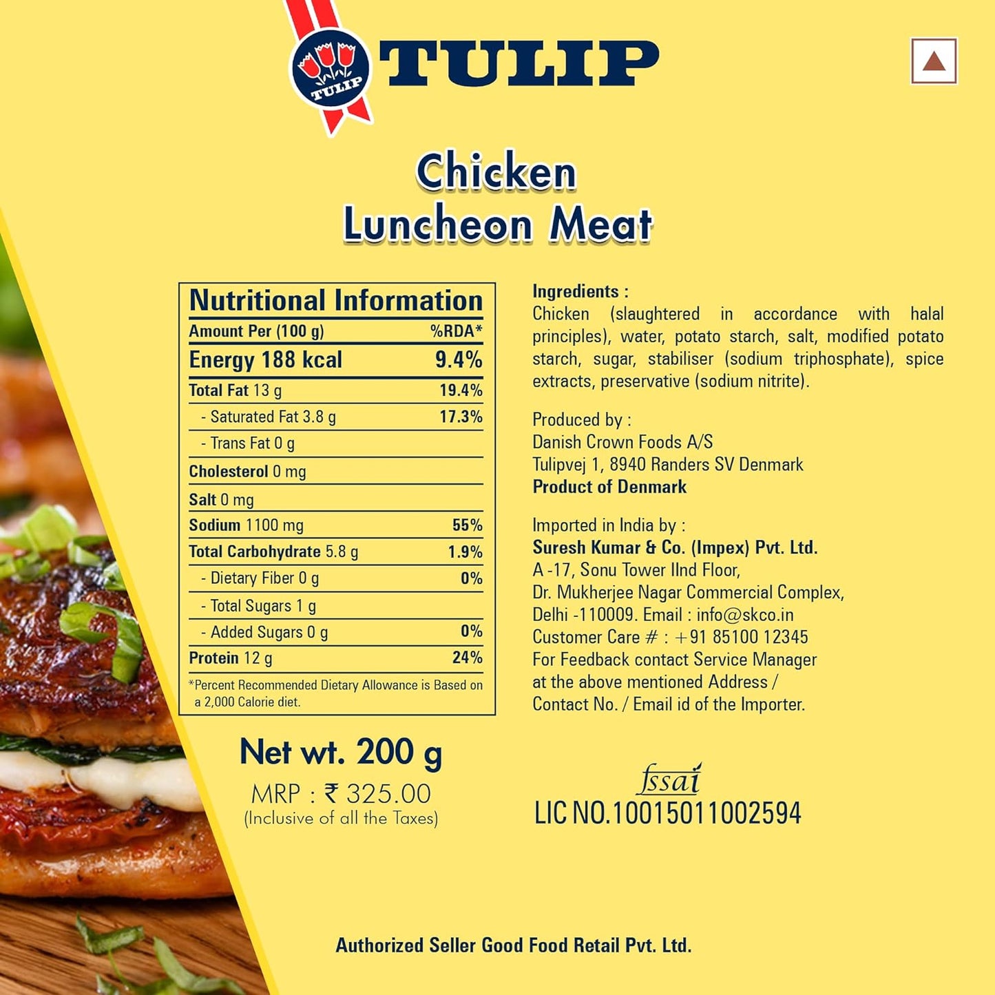 Tulip Chicken Luncheon Meat, 200g - Authentic Taste from Denmark!