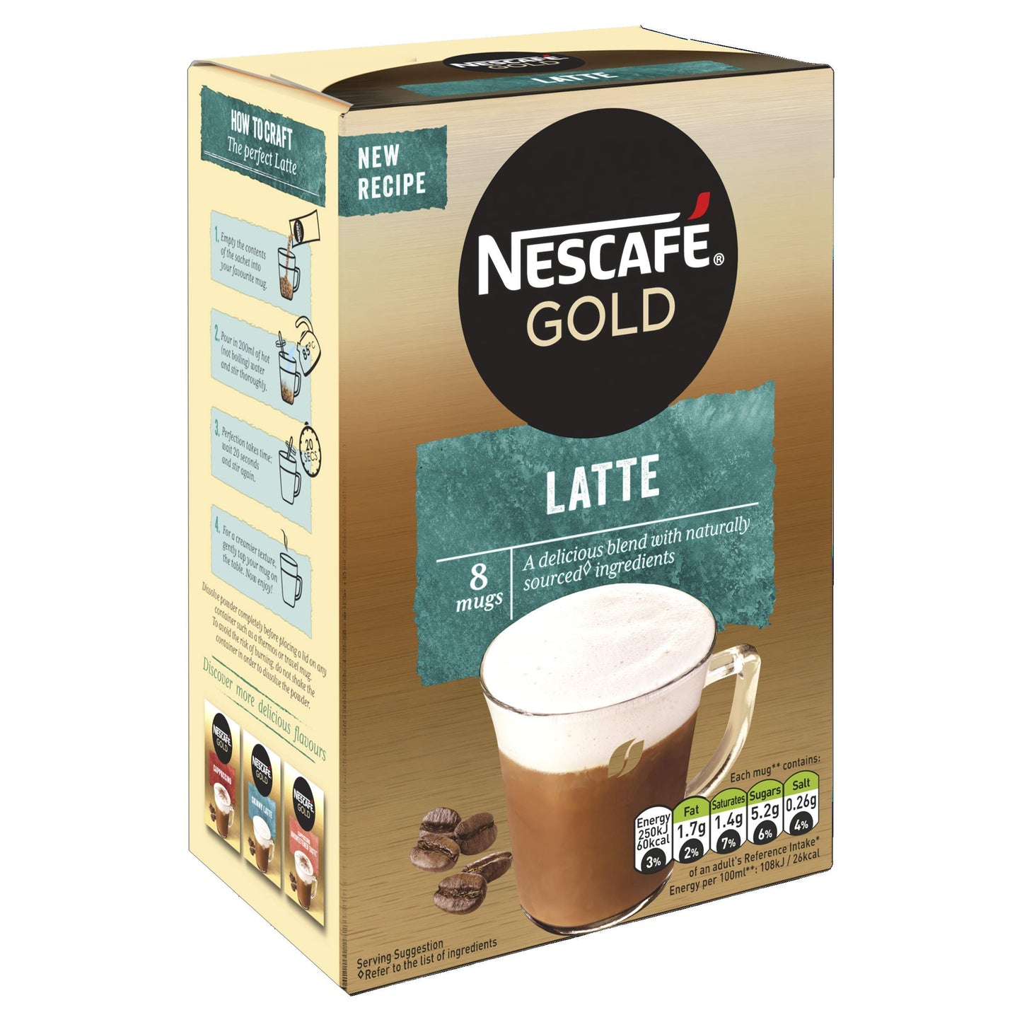 Nescafe Gold Latte Ground 8 Mugs Box ,(8X15.5G), 124Grams - "Gold Latte Ground - Eight Mugs of Latte Perfection!"