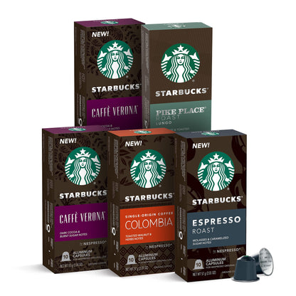 Starbucks by Nespresso Capsules, (50 Pods, Compatible with Nespresso Original Machines) (Intense Variety Pack)