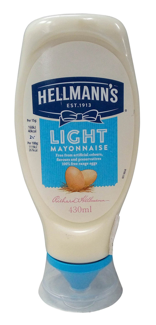 Hellmanns Mayonnaise - Light, 430ml Bottle - Light version of Hellmann's classic mayonnaise.