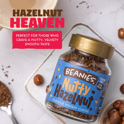 Beanies | Instant Flavoured Coffee | Nutty Hazelnut | Low Calorie, Sugar Free | 50 g | Pack of 1 - Nutty perfection in a cup