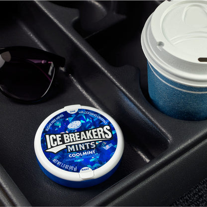 Ice Breakers Mints Coolmint Sugar Free Mints with Cooling Crystals, 1.5 oz ℮ 42 g, 8 Pack - Eight packs of coolmint mints with cooling crystals, sugar-free, 42g each.