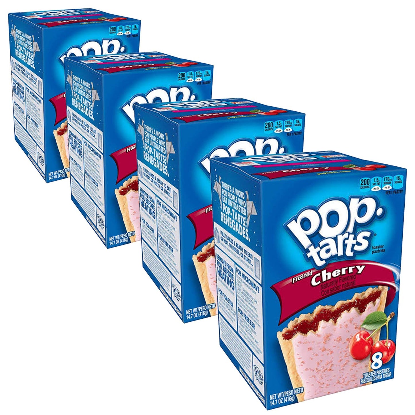 Pop Tarts Frosted Cherry Pack of 4 Pouch, 4 x 416 g - "Four-pack of cherry goodness!"