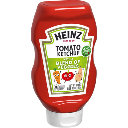 Heinz Tomato Ketchup with a Blend of Veggies, 19.5 oz - Tomato ketchup enriched with vegetable puree.