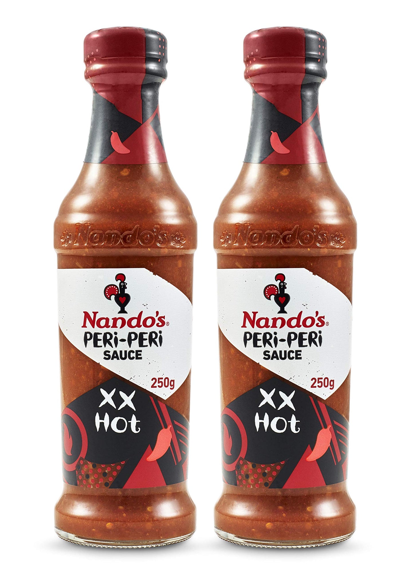 Nando's Peri Peri Chilli Sauce - XX Hot, 250G, Pack Of 2, Product Of The Netherlands - 950 Gm - "XX Hot Peri Peri Twin Pack!"