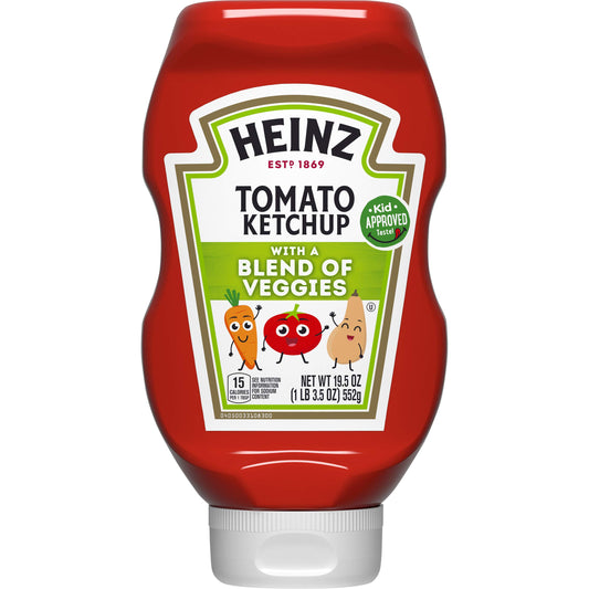 Heinz Tomato Ketchup with a Blend of Veggies, 19.5 oz - Tomato ketchup enriched with vegetable puree.