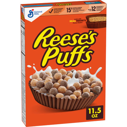 General Mills Reeses Puffs, 326 g - Indulge in the iconic combination of chocolate and peanut butter with Reese's Puffs cereal