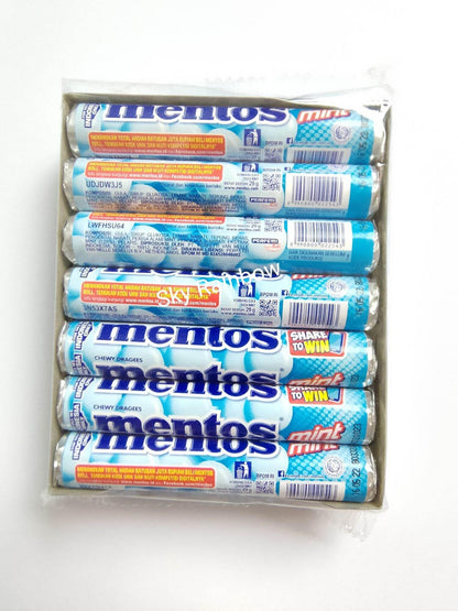 Mentos Roll Chewing Gum Roll 29g Each - Box of 14 (Mint) - "Mint Chewing Gum Roll Box!"