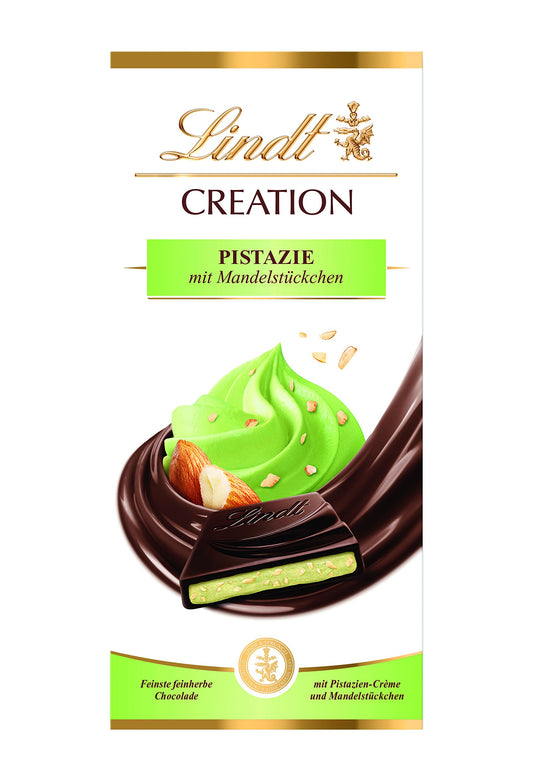 Lindt Creation Pistazie Mit Mandelstuckchen (Pistachio with Almond Pieces) Chocolate bar, 148g - "Pistachio Almond Crunch!"