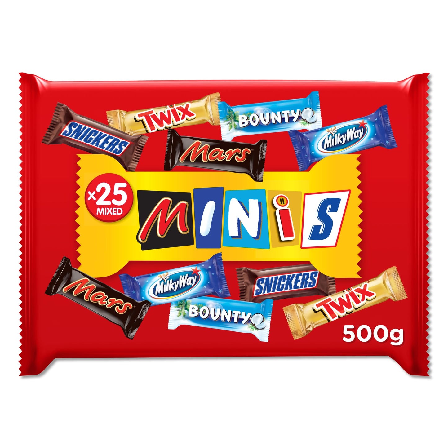 Mars Minis Assorted Chocolate Bar Pouch, 500g, Orange & White - "Assorted Mars Minis Chocolate!"