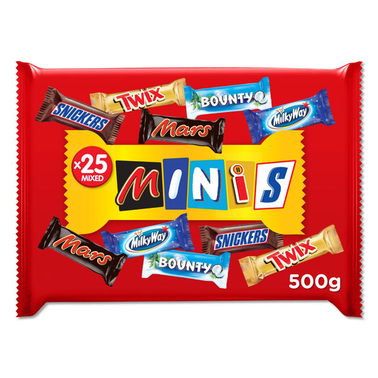 Mars Minis Assorted Chocolate Bar Pouch, 500g, Orange & White - "Assorted Mars Minis Chocolate!"