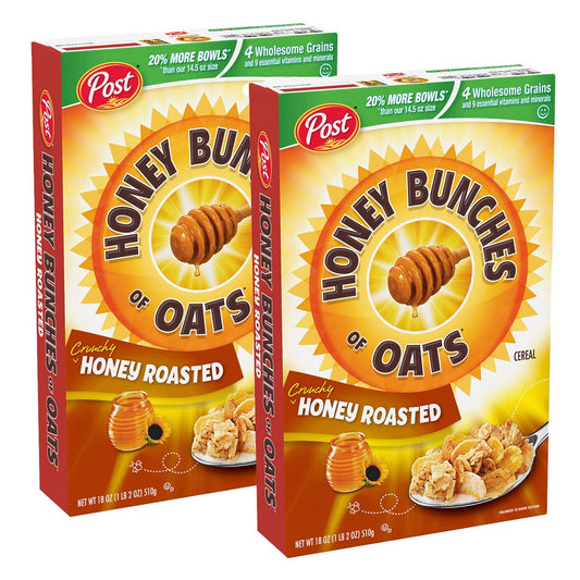 Post Honey Bunches of Oats Crunchy Honey Roasted- 2 Pack, 2 x 411 g - Double the honey roasted crunch!