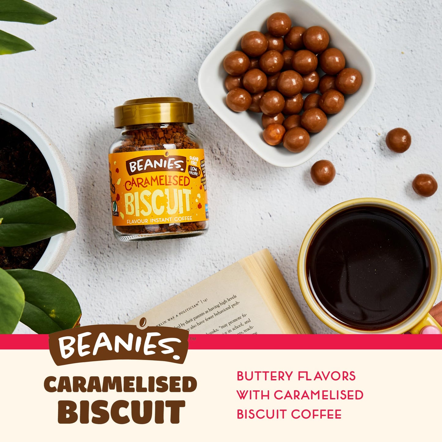 Beanies | Instant Flavored Coffee | Caramelized Biscuit | Low Calorie, Sugar Free | 50 g | Pack of 1 - Biscuit bliss in every sip