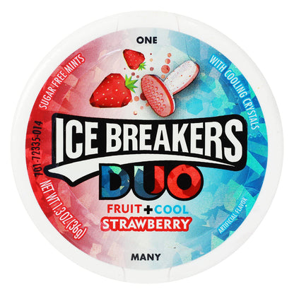 Ice Breakers Duo Fruit and Cool Strawberry Mints Pack of 2, x 36 g - Double pack of strawberry mints, fruity and cool, 36g each.