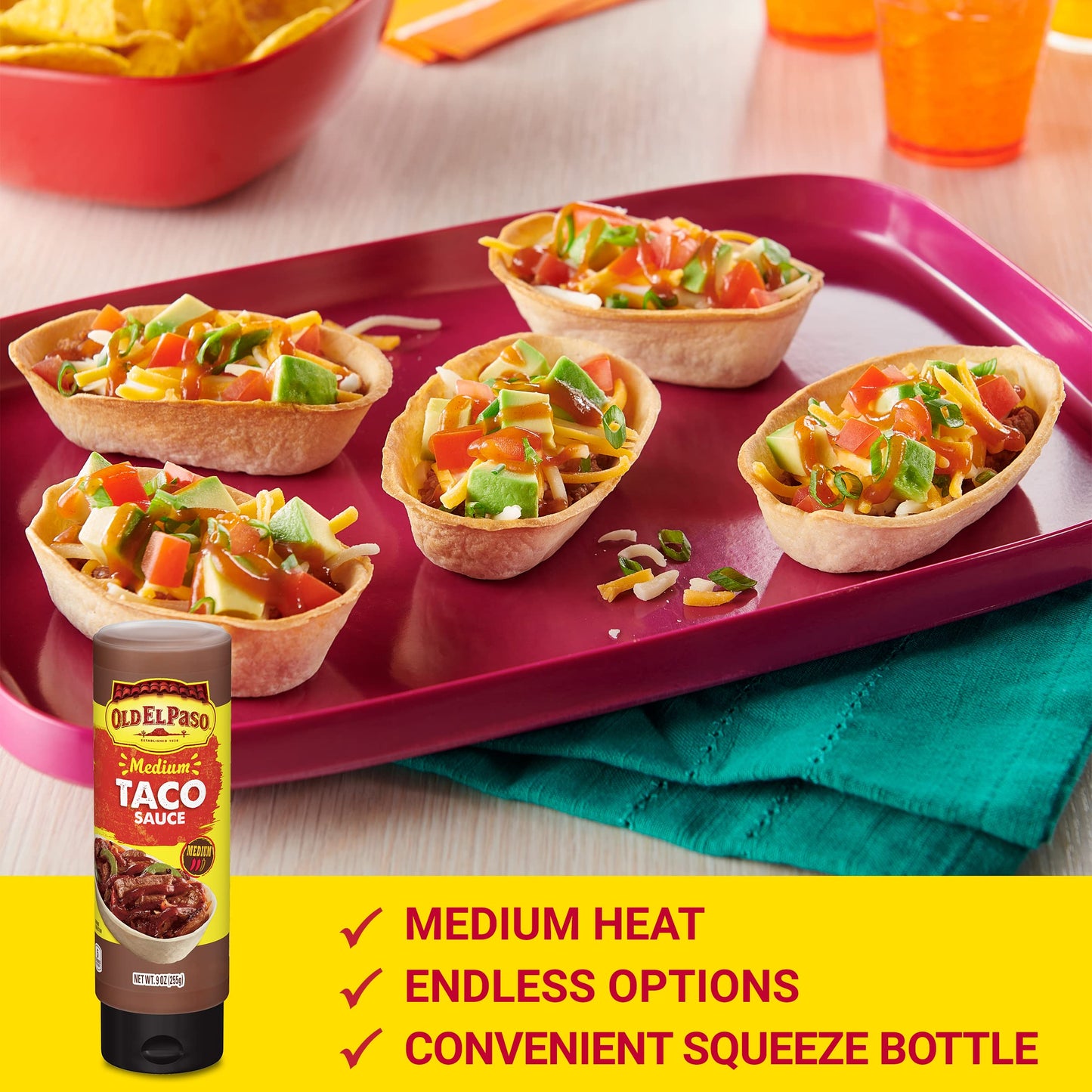 Old El Paso Medium Taco Sauce 255g - "Medium heat, maximum flavor!"