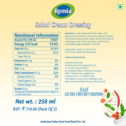 Remia Blue Cheese + Garlic + Salad Cream, White, Purple & Green, 250 g, Pack of 3 - Dressing Variety Pack!