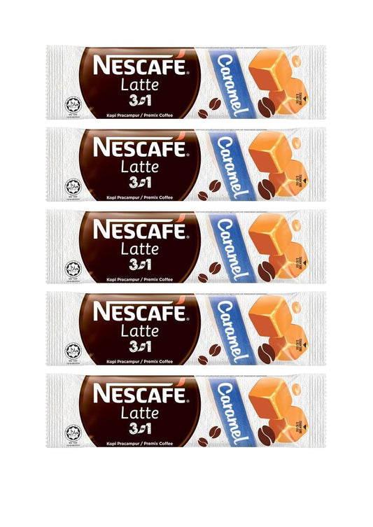 Nescafe Latte Caramel 3 In 1 Sachets Pack Of 5 - Powder, Sachet, 125 Gm - "Latte Caramel 3 in 1 - Five Sachets of Sweet Delight!"