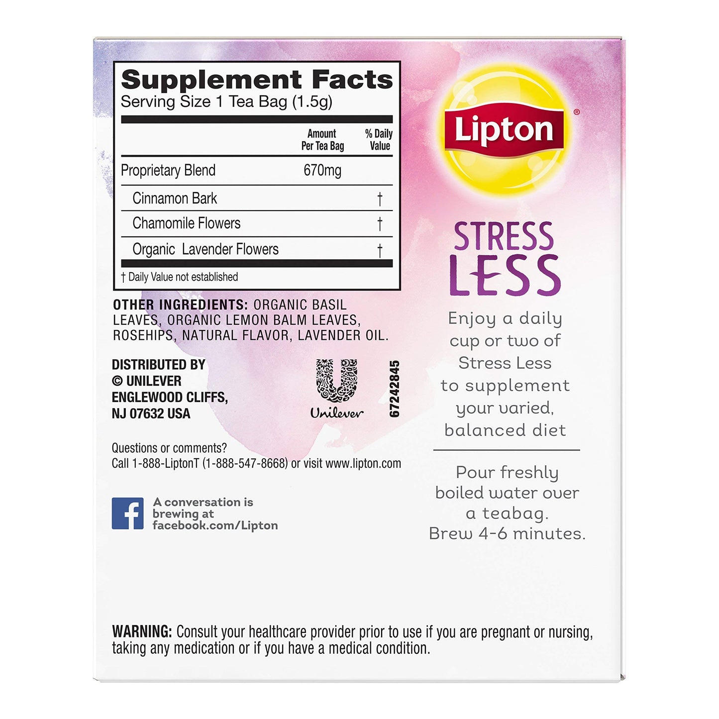 Lipton Herbal Supplement, Stress Less, 15 ct - "Stress Less Tea!"