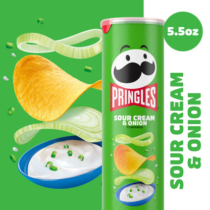 Pringles Sour Cream & Onion Potato Chips Pack, 158g [Pack Of 2, Super Saver Pack, Imported] - Imported sour cream and onion Pringles pack!