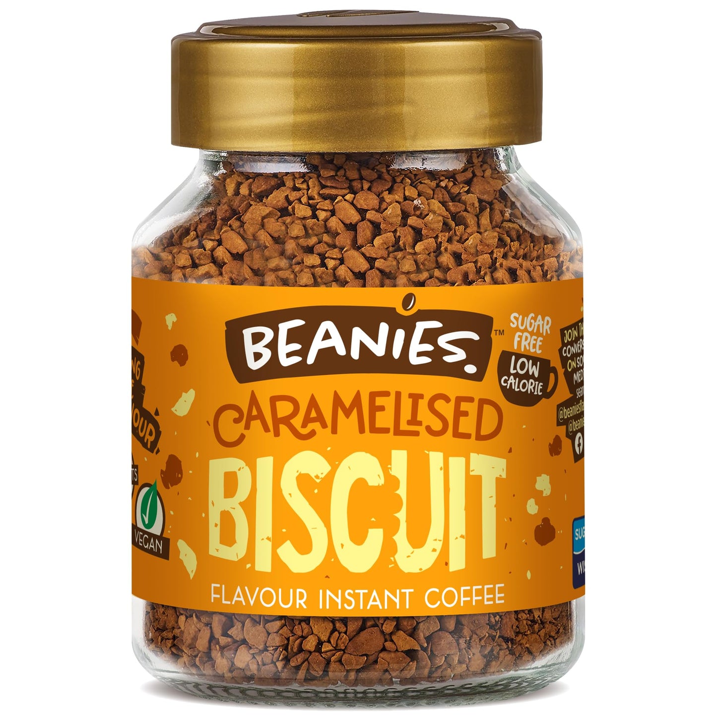 Beanies | Instant Flavored Coffee | Caramelized Biscuit | Low Calorie, Sugar Free | 50 g | Pack of 1 - Biscuit bliss in every sip