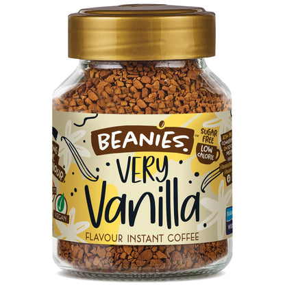 Beanies | Instant Flavoured Coffee | Very Vanilla | Low Calorie, Sugar Free | 50 g | Pack of 1 - Vanilla elegance in a cup