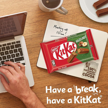 Nestle Kitkat Wafer Bars Hazelnut Covered In Milk Chocolate 36.5g Pack Of 4 (Imported) - "KitKat Wafer Bars Hazelnut - Pack of 4, 36.5g Each of Hazelnut Covered in Milk Chocolate!"