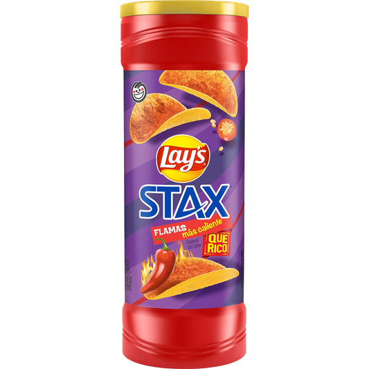 Lay's STAX Chips, Flamas, 5.5 Oz, Red & Blue - "Fiery Flamas!"