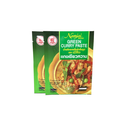 Namjai Thai Green Curry Paste, 50 g (Pack of 2) - "Thai Green Curry Twin Pack!"