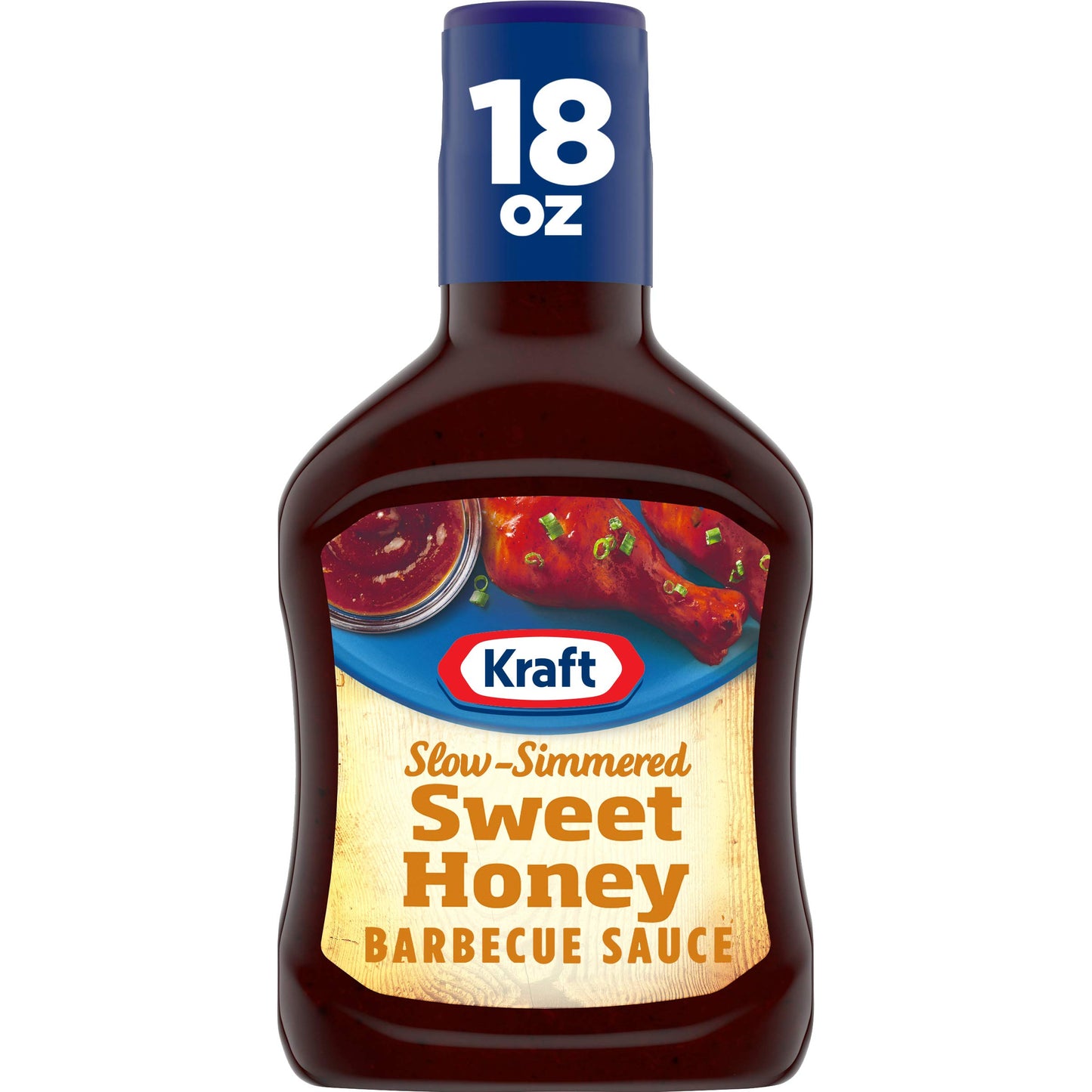 Kraft Slow-Simmered Sweet Honey Barbecue Sauce, 18 oz / 510 g, Blue & White - "Sweet Honey BBQ!"