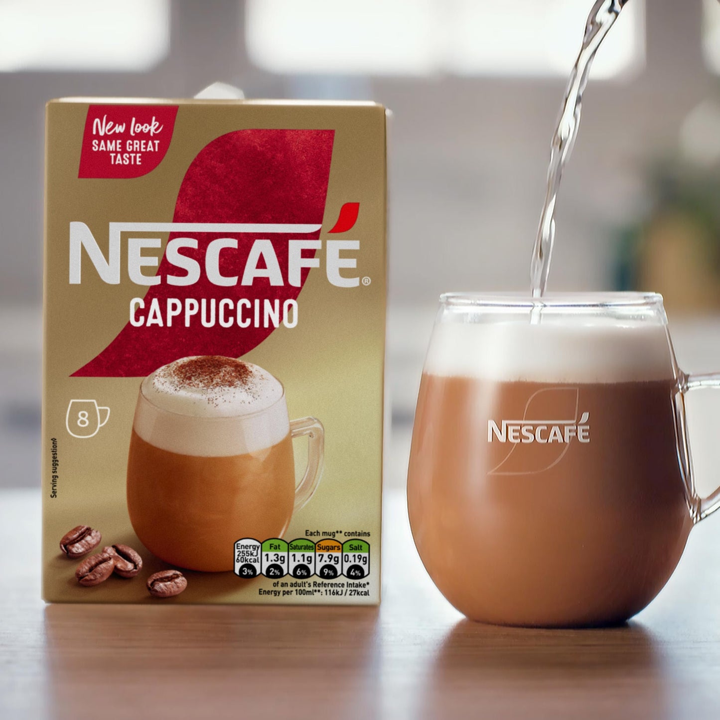 Nescafe Gold Cappuccino, 4.37 oz ℮ 124 g - "Gold Cappuccino - Creamy Coffee Indulgence!"