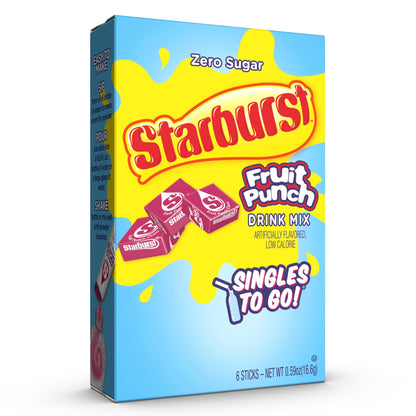 Starburst Zero Sugar Fruit Punch Singles to Go Drink Mix, 16.6g