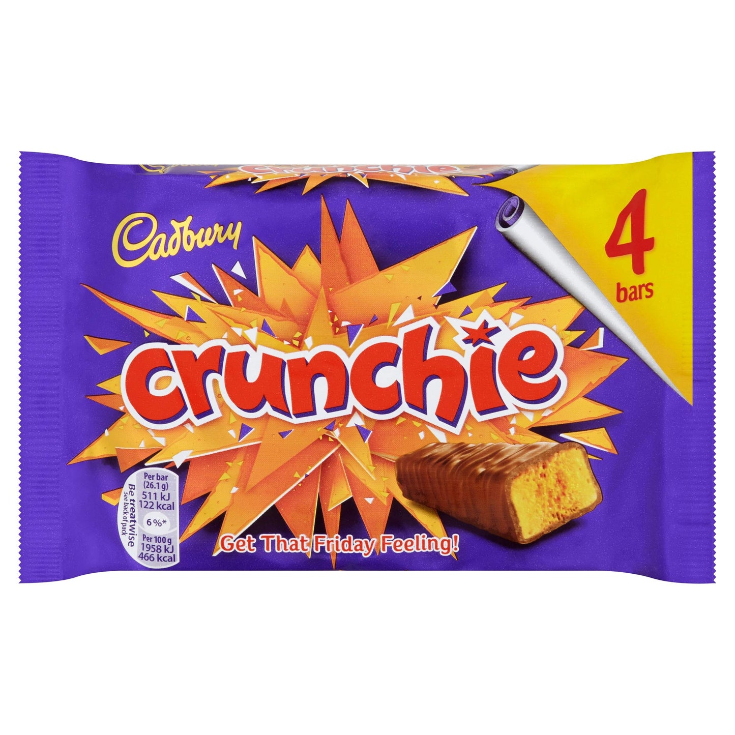 Cadbury Crunchie 4 Chocolate bar 104.4g - Honeycomb crunch